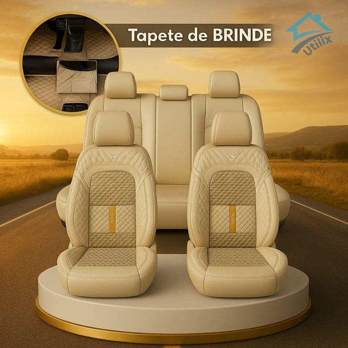 Capa para Banco de Carro Completa em Couro Legítimo Universal Italian + BRINDE: Tapete Completo