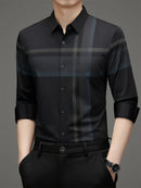 [PAGUE 3 LEVE 5] Camisa Social Manga Longa Britsh Em Seda Gelo Com Elastano + BRINDES: Relógio, Carteira e Óculos de Sol