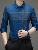 [PAGUE 3 LEVE 5] Camisa Social Manga Longa Britsh Em Seda Gelo Com Elastano + BRINDES: Relógio, Carteira e Óculos de Sol