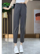 [PAGUE 2 LEVE 3] Calça Feminina Waist em Malha de Seda Gelo com Poliéster e Regulação Térmica (Para Todas as Estações!) + BRINDE Exclusivo